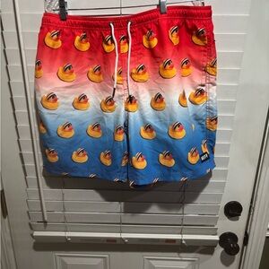 NEFF Red and Blue Duck Pattern Swim Shorts New  without tags